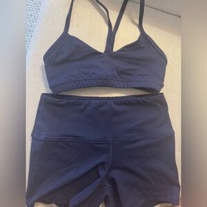 Fleo Navy Biker Shorts and Sports Bra Set